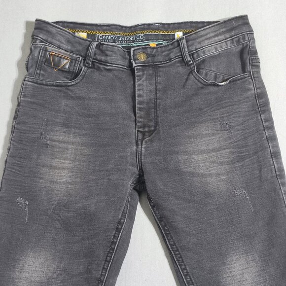Candy Jeans classic trend men's size 31 grey factory distressed ankle crop slim - Picture 2 of 15
